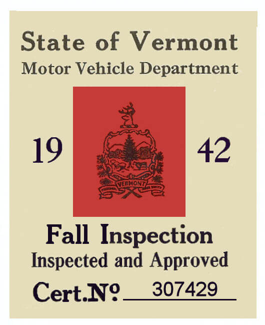 (image for) 1942 Vermont Fall Inspection Sticker